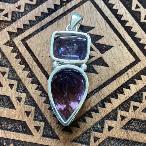 Ametrine & Amethyst 925 sterling silver pendant - Picture 7 of 11